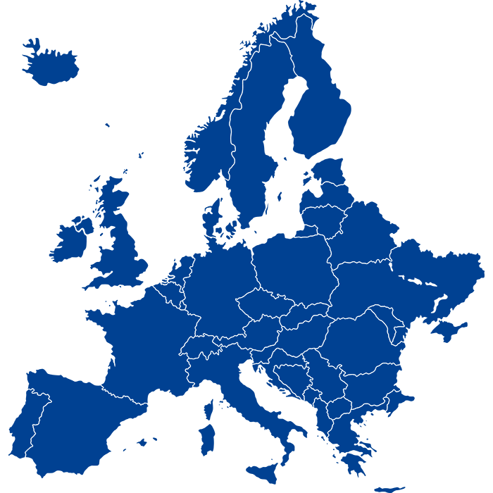 map of Europe in blue
